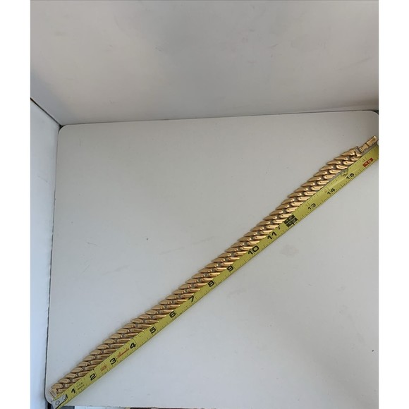 Vintage Monet Signed Chunky Satin Gold Tone Chain Link Choker Necklace 16" - Picture 5 of 5